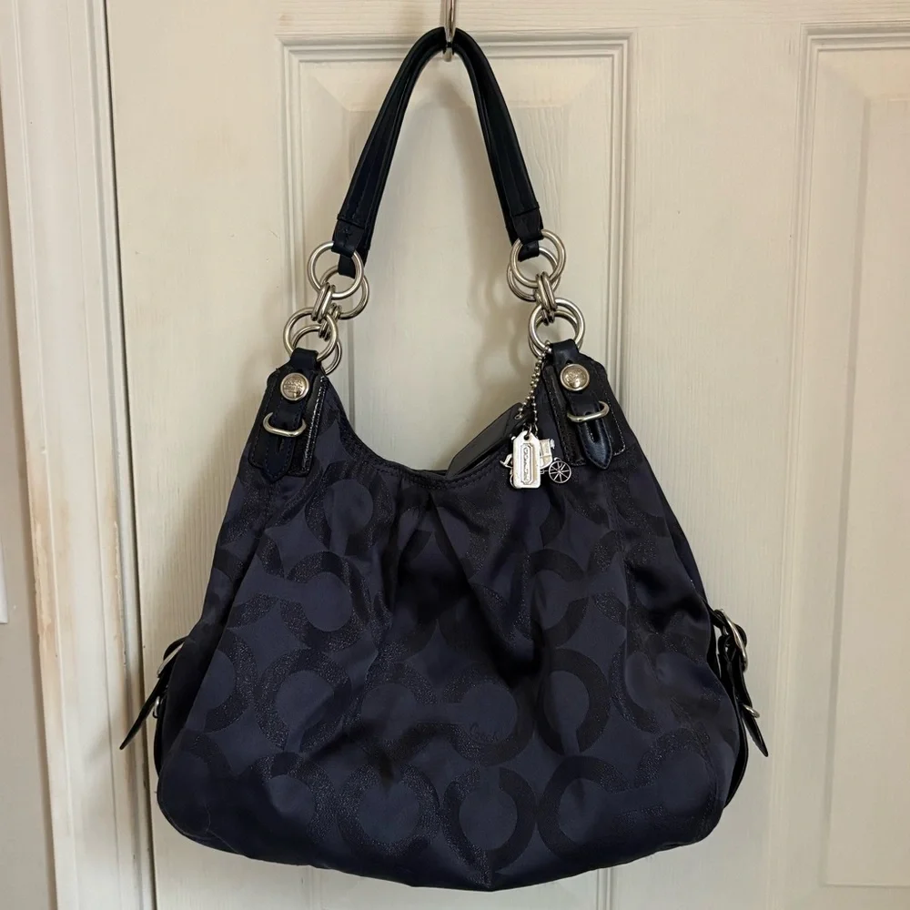 COACH Maggie Shoulder Bag in Navy with Silver Hardware - Picture 1 of 11